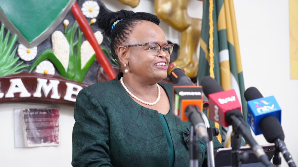 Chief Justice Martha Koome speaking during IEBC swearing-in ceremony