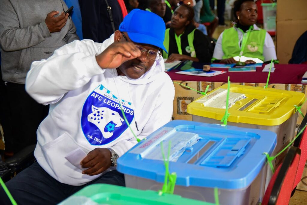 Westlands MP Tim Wanyonyi casts his ballot during the club's elections on June 29, 2025 at the MISC Kasarani.
