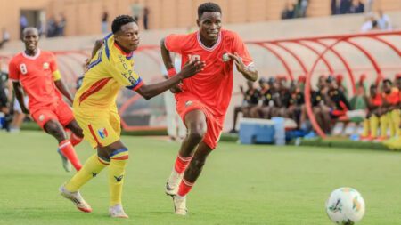 Harambee Stars player David Sakwa during the Africa Week friendlies 2-1 victory over Chad