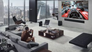 LG OLED evo M5 wireless TV with Zero Connect Box in modern home