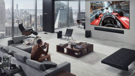 LG OLED evo M5 wireless TV with Zero Connect Box in modern home