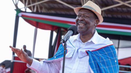 Musalia Mudavadi addressing crowd at Kajiado event