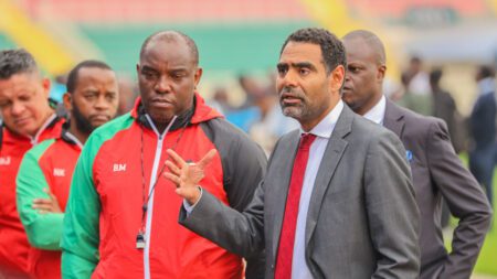 FKF officials visit Harambee Stars at Nyayo Stadium ahead of CHAN