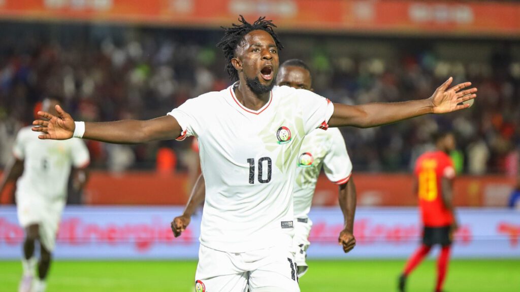 Austin Odimabo Celebrates goal vs Angola