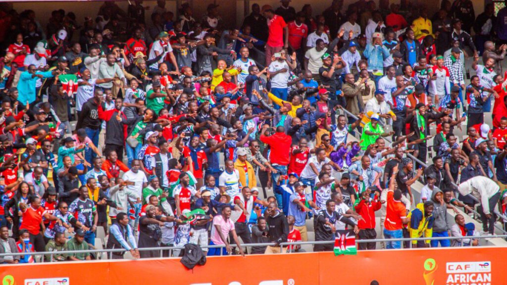 Fans during Kenya vs DR Congo CHAN match at Kasarani Stadium