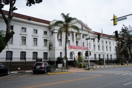 Nairobi Governor Johnson Sakaja addressing county staff at City Hall