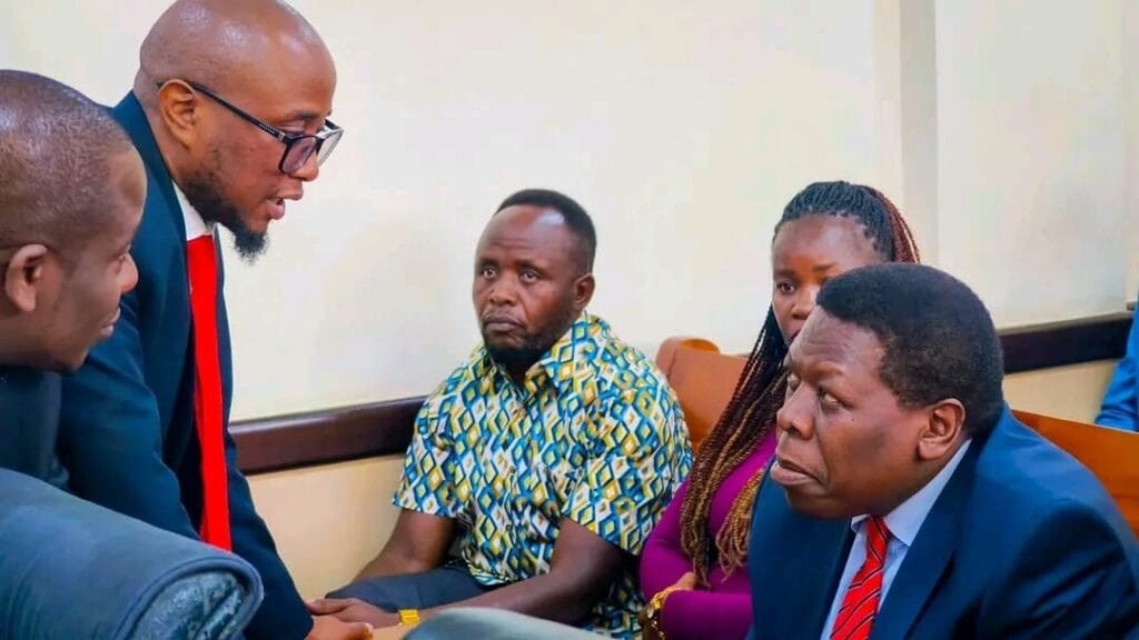 Trans Nzoia George Natembeya and his legal presentation with DAP-K party leader Eugene Wamalwa at the Milimani Law Courts on June 3, 2025