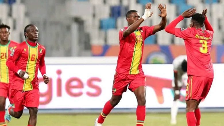 Congo national football team players celebrate during a previous match
