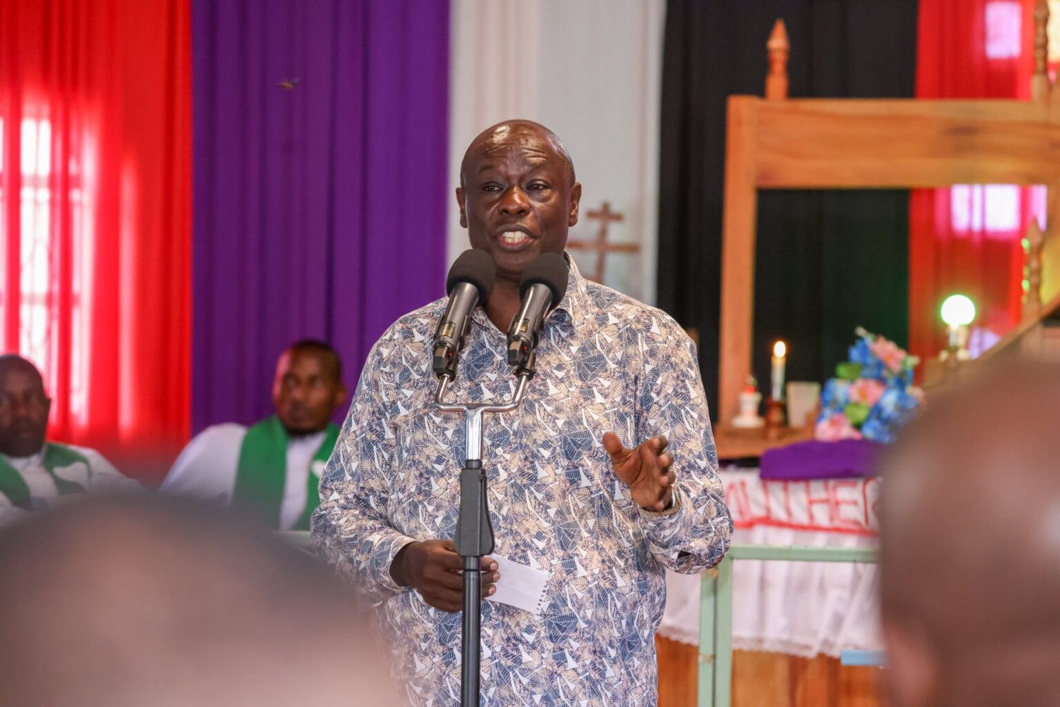 Gachagua speaking at a church service in Meru