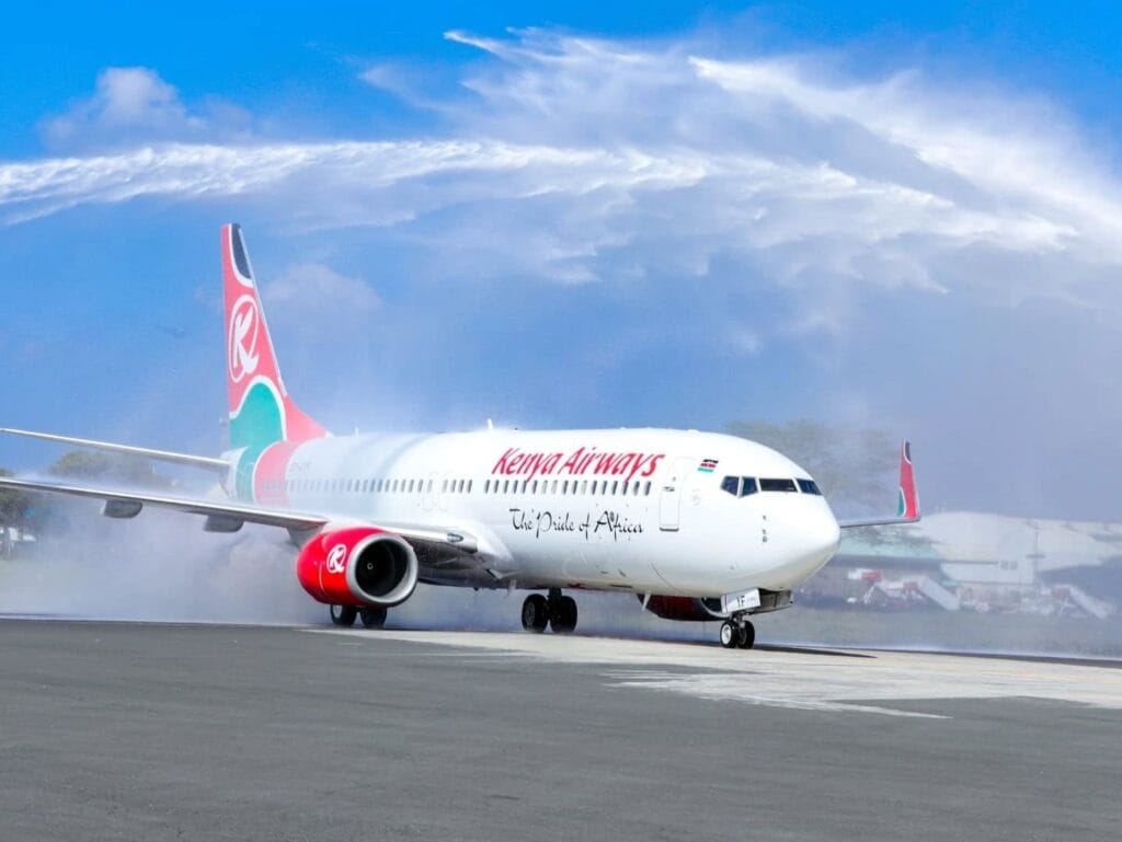 Kenya Airways aircraft on runway with new modernization plans