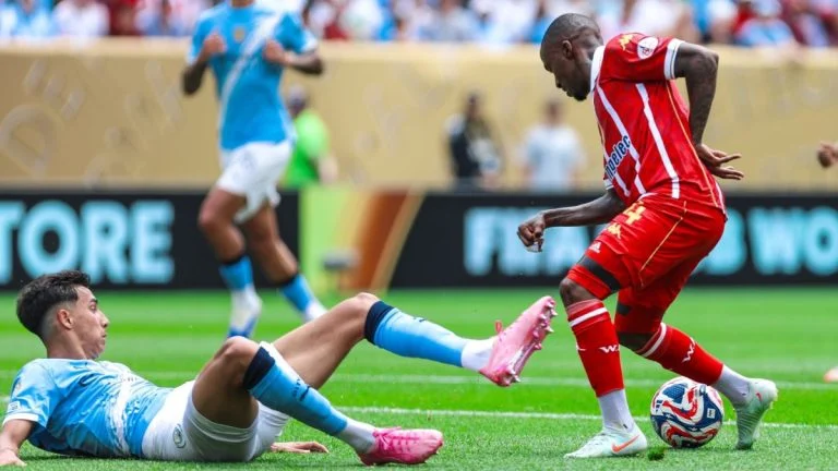 South African forward Thembinkosi Lorch vs man city