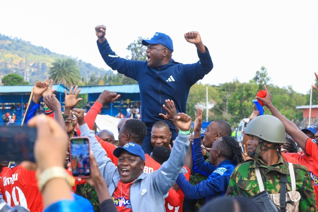 Kenya Police FC players celebrate their historic 2024/25 KPL title win