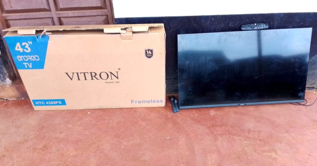 43 inch TV which is among the stolen items recovered by police.