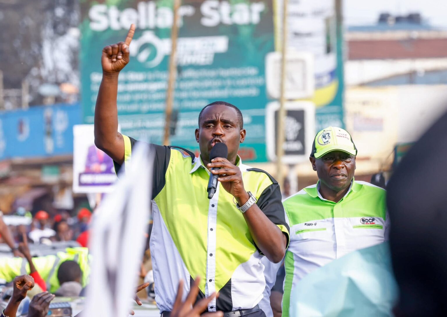 Cleophas Malalah addressing a crowd aT a previous rally in Trans Nzoia