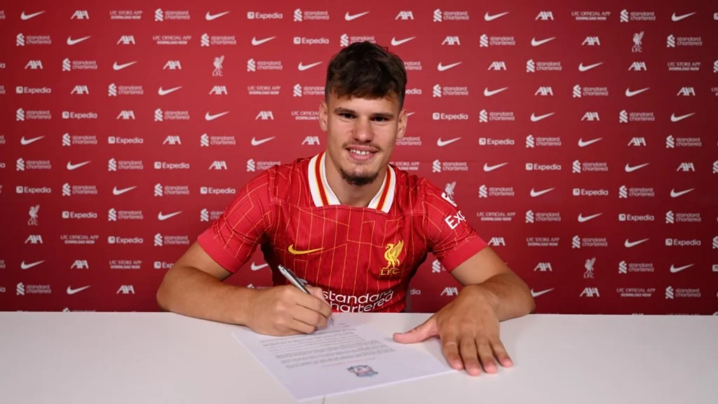 Milos Kerkez unveiled as Liverpool player after £40m transfer from Bournemouth